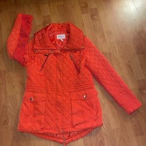 BCBGeneration Women's Quilted Anorak Long Sleeve Zip Hooded Jacket Size L